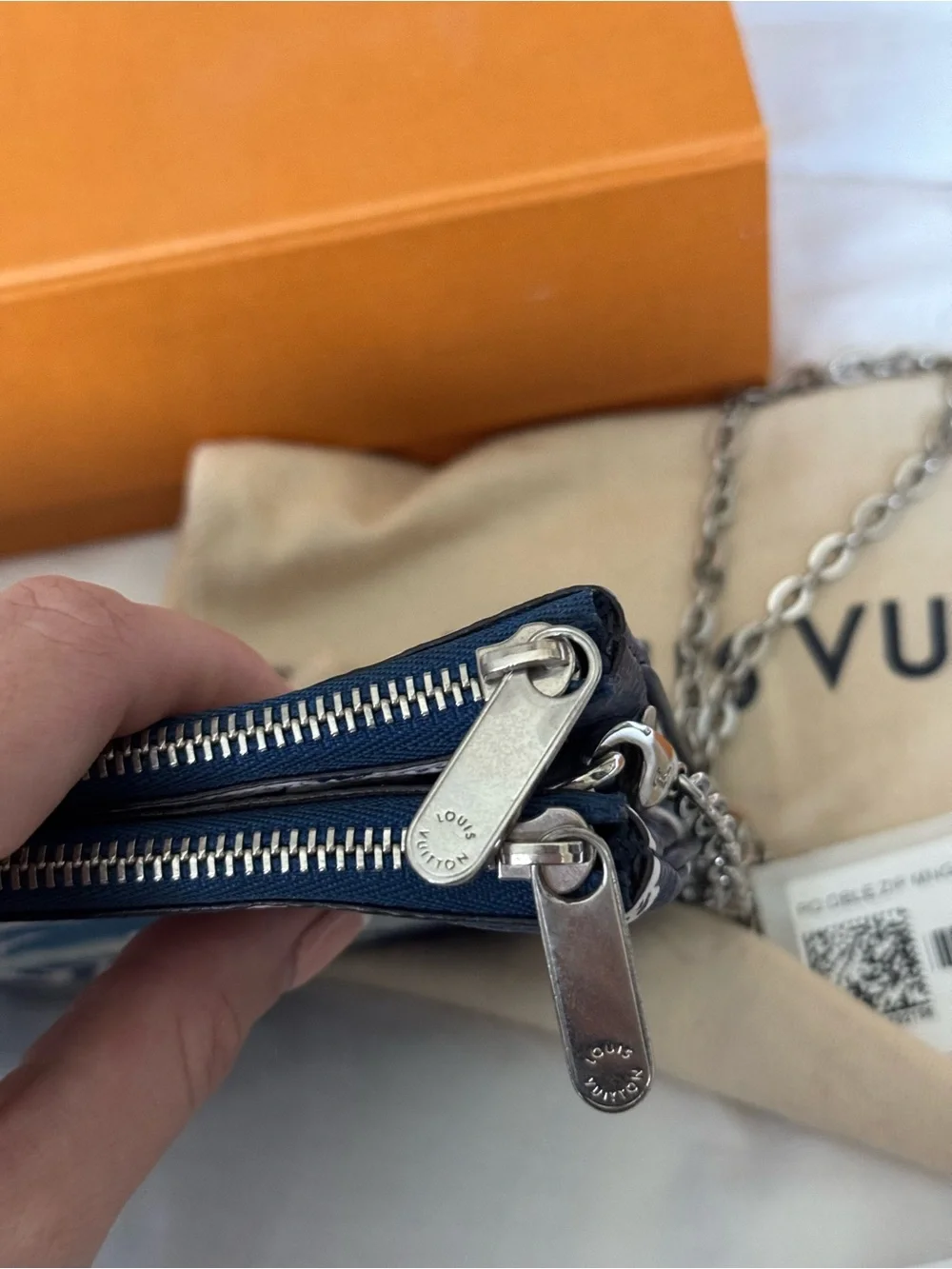 Louis Vuitton Blue & White Escale LV Monogram Double Zip Pochette